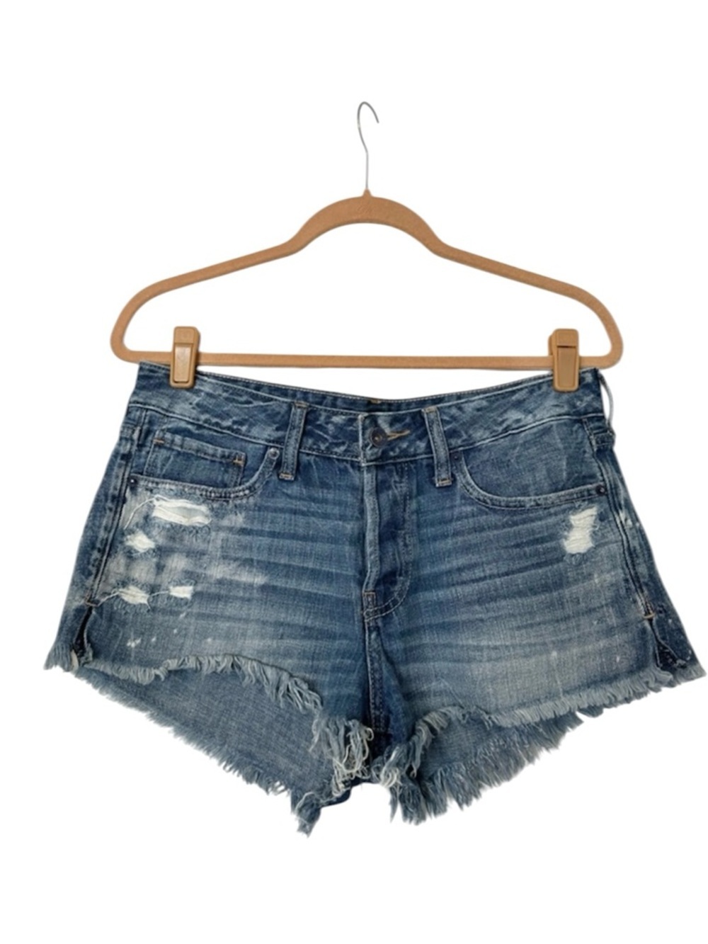 Abercrombie & Fitch Distressed Cut Off Jean Denim Shorts Womens 28 Blue